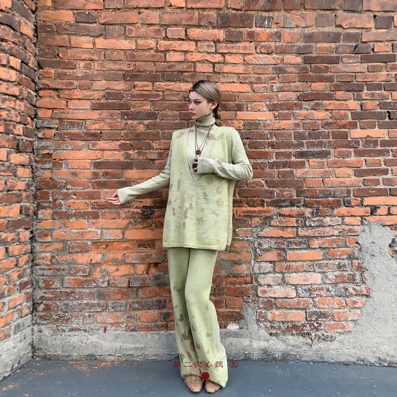 第二次心跳●非遗草木染 | 叠穿针织衫长袖上衣垂感长裤三件套装