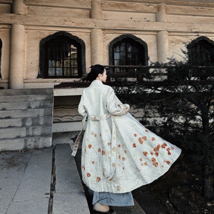 第二次心跳 | 原创植物染《晨》新中式羊毛呢子大衣收腰长款外套