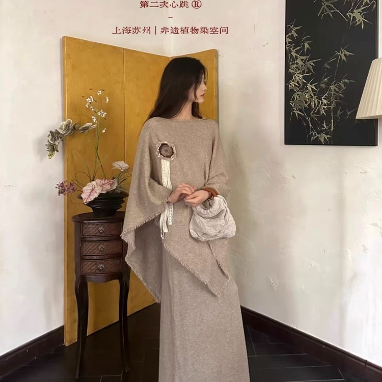 联名款「雨中生」植物染 |复古文艺显瘦外套披肩坎肩上衣直筒半裙