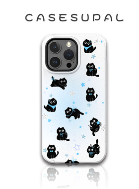 适用于iPhone16promax新款苹果15网红手机壳14/13菲林12星星黑色小猫11二合一XR防摔xsmax高级感8plus小众7