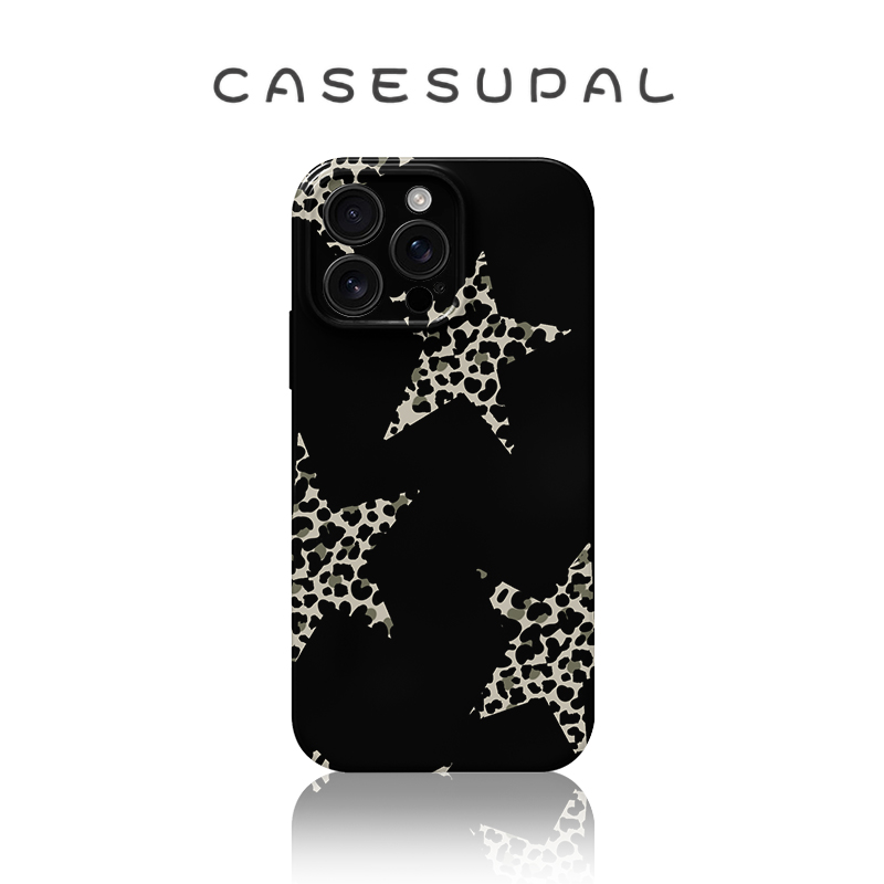 适用于iPhone17promax苹果16小米15新款华为mate70荣耀400手机壳黑色星星豹纹vivos30opporeno14一加ACE5菲林