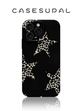 适用于iPhone17promax苹果16小米15新款华为mate70荣耀400手机壳黑色星星豹纹vivos30opporeno14一加ACE5菲林