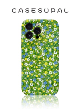 适用于iPhone17苹果16手机壳华为nova15新款oppofindx9菲林荣耀500全包小米17绿色油画碎花vivos50一加ACE6
