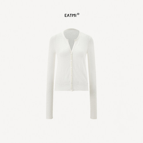 EATMI云绒白羊毛混纺针织长袖
