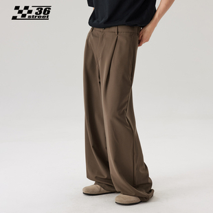 裤 高级感垂感抗皱阔腿西裤 宽松垂坠感西装 高街直筒休闲长裤 男美式