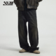 男士 高街潮牌直筒阔腿裤 宽松春季 美式 新款 高级纳米水洗黑色牛仔裤