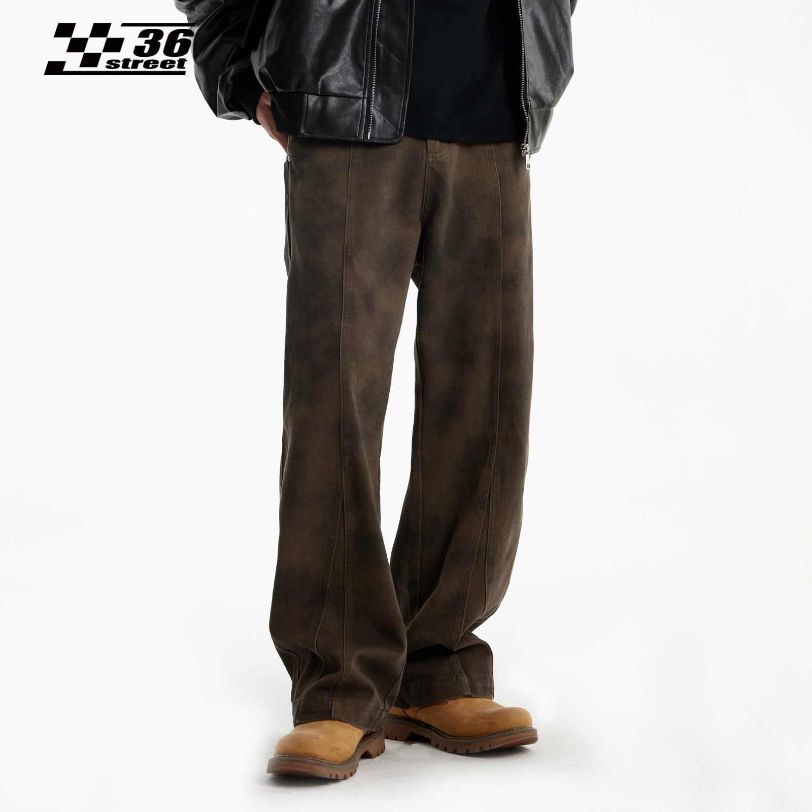 美拉德咖啡色工装裤男宽松高街cleanfit直筒牛仔裤潮牌新款休闲裤,男装,休闲裤,淘宝优惠券,粉丝福利购,淘宝优惠卷