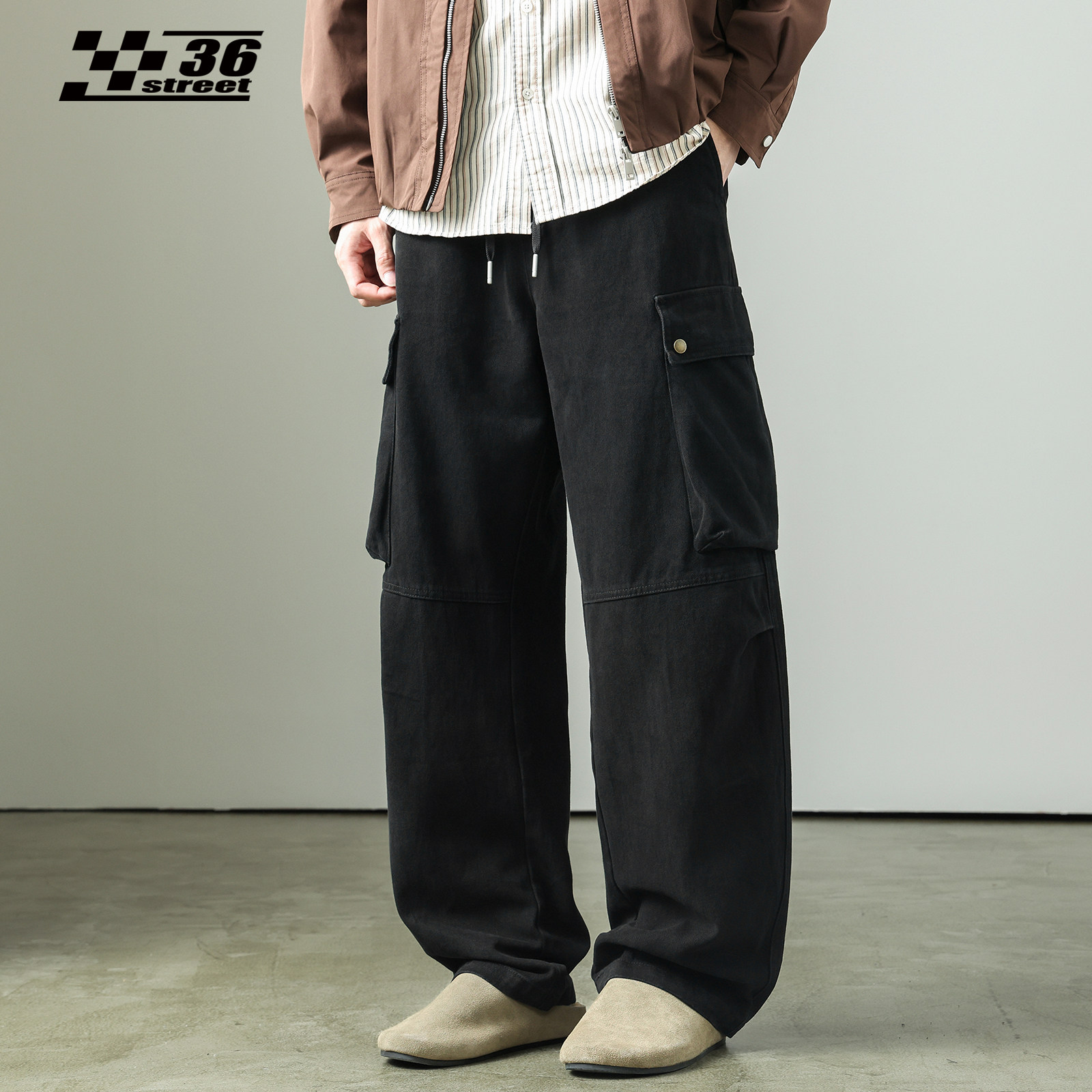 户外日系设计感纯棉工装裤男士新款多口袋休闲裤宽松直筒阔腿裤子,男装,休闲裤,淘宝优惠券,粉丝福利购,淘宝优惠卷