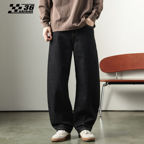 黑色弯刀牛仔裤男士潮牌