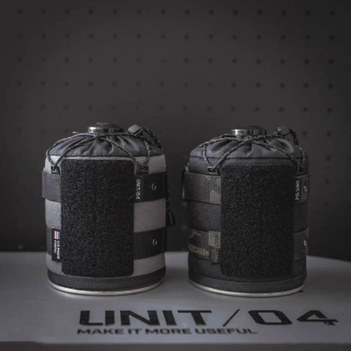 UNIT04户外露营450g高山黑化迷彩战术风格装饰气罐套带士气贴章