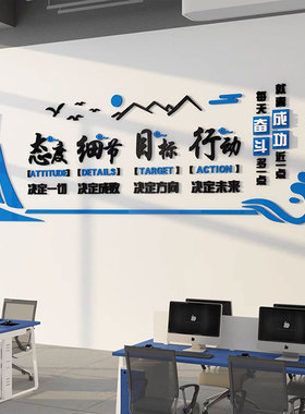 公司文化墙办公室墙面装饰画企业氛围布置励志标语贴纸会议室背景