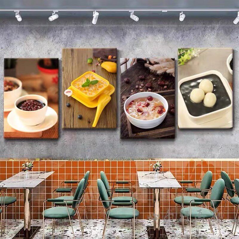 甜品店装饰画网红奶o茶店挂画广式糖水海报冷饮店餐厅背景墙面壁