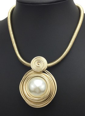 韩国简约时尚夸张仿珍珠项链x 复古百搭个性长款项链毛衣链女配饰