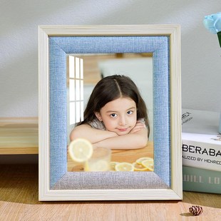 洗照片加相框可爱儿童原q木摆台定制照片冲洗做成框架北欧10寸八