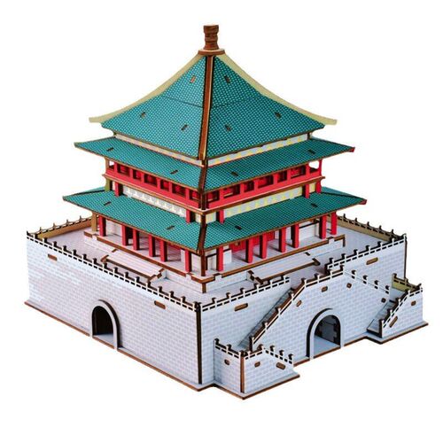玩控3d木质拼插立体拼图中国传统古代建筑拼装房子木制模型手工di