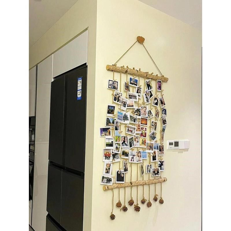 照片墙背景板创意悬挂装饰客厅幼儿园宿舍照片S夹手工麻绳壁挂饰