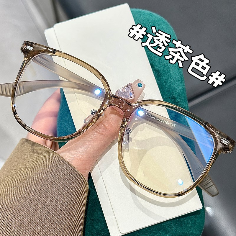 新品显白透茶色眼k镜框街拍素颜神器近视眼镜女可配度数大框显脸