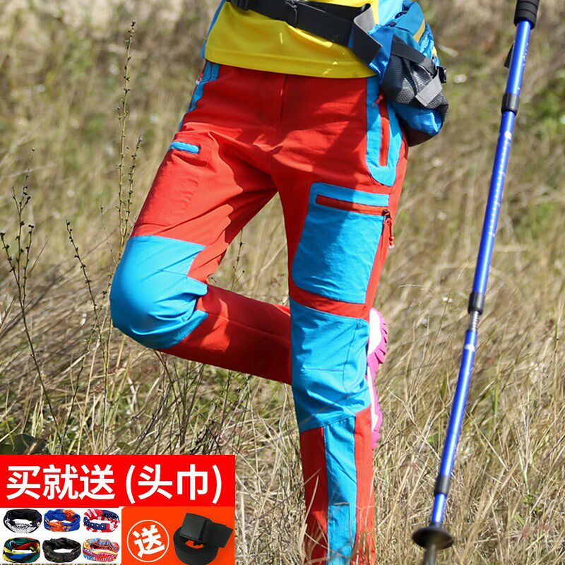 户外速干裤c女春夏季薄款登山徒步旅行大码显廋弹力透气运动快干