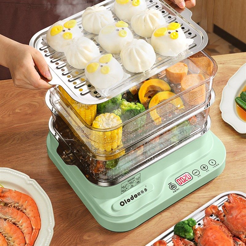 蒸锅电蒸锅多功能家用小三层w蒸馒头笼屉超大容量多层蒸笼蒸煮炖