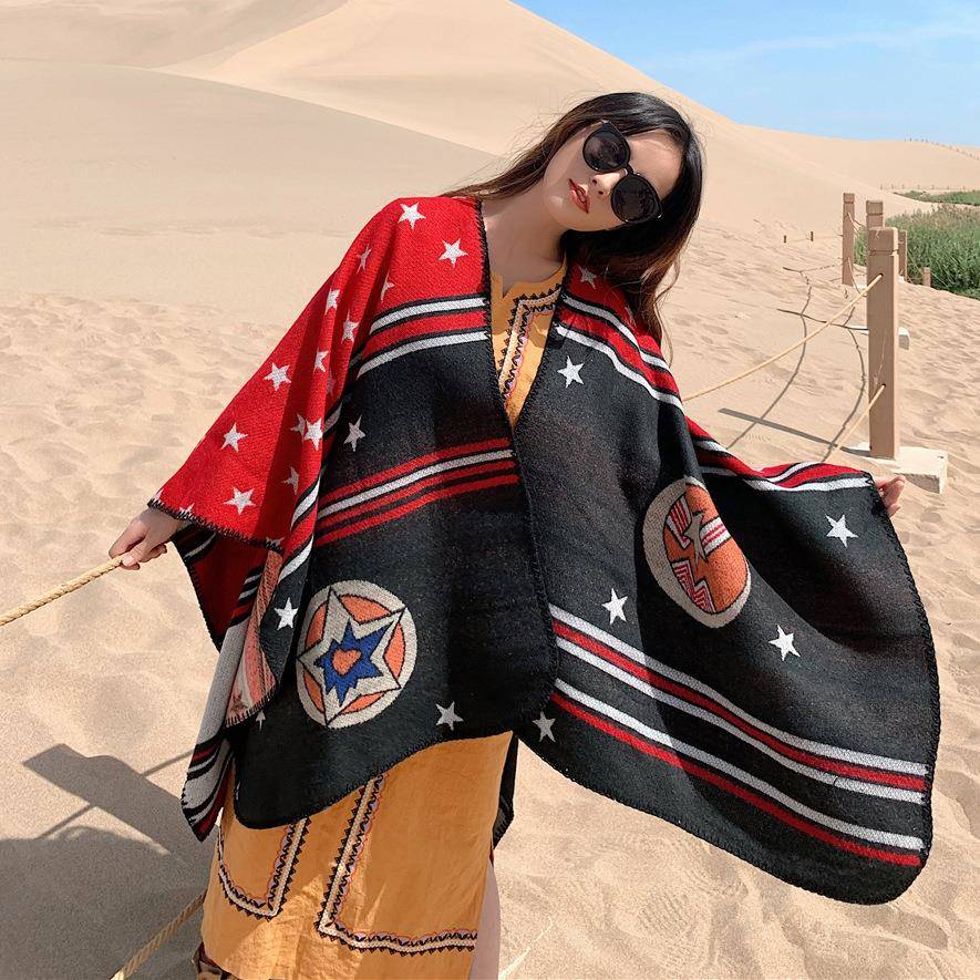 披季肩围巾用女海秋冬保暖夏外套加GXY厚百搭大披风韩版西藏青旅