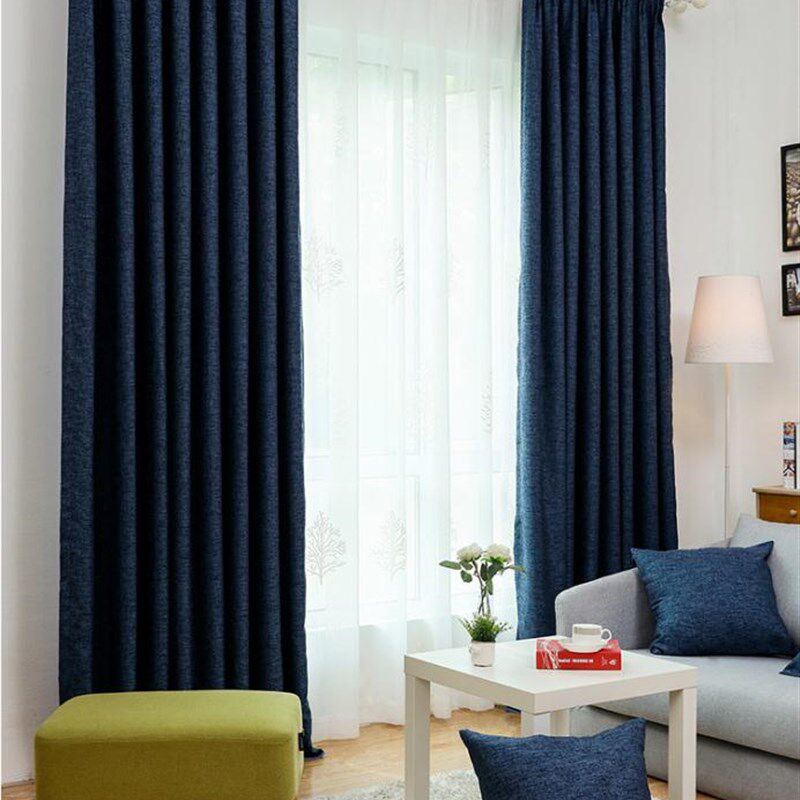 现代简约纯色亚麻棉麻北欧风全遮C光保暖窗帘客厅卧室书房遮光窗