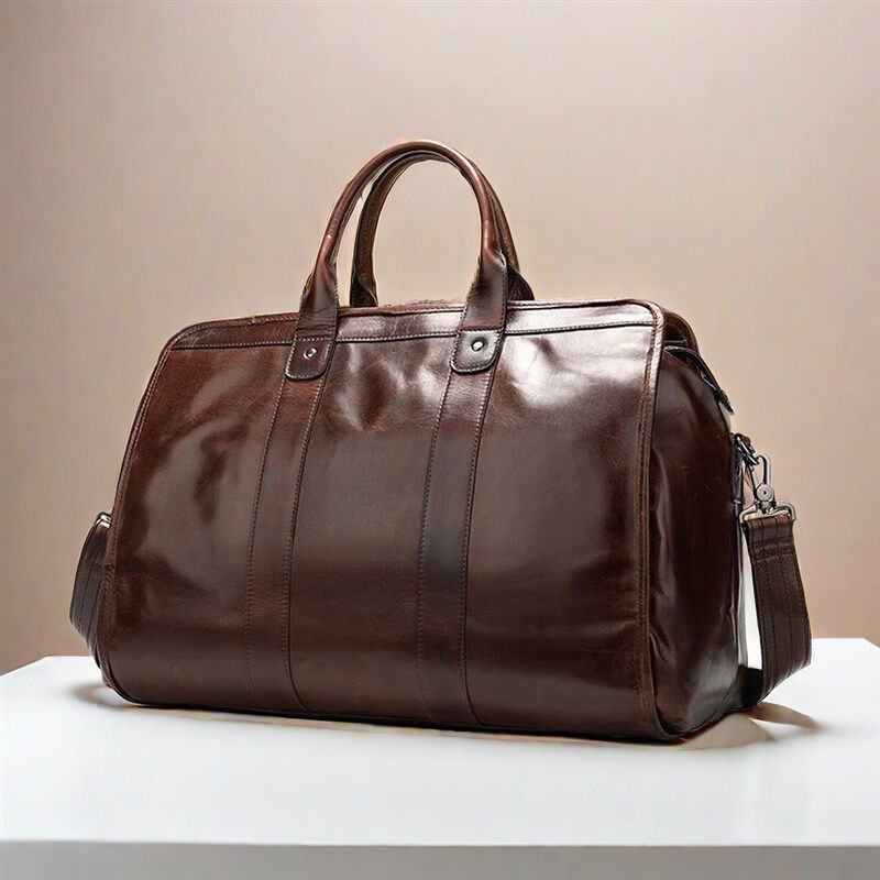 复古头层牛皮男包出差旅行大容量手提包旅行包油蜡皮健身包行李袋