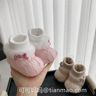 0-12个月婴儿鞋秋冬季1岁加绒加厚保暖棉鞋男女宝宝不掉地板袜鞋