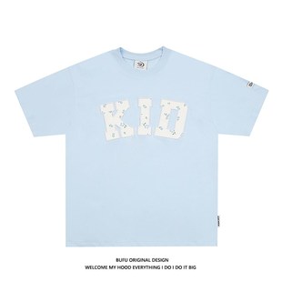 国潮牌奶甜上衣TEE 情侣装 亿万少年BUFU碎花贴布绣短袖 T恤男女夏季