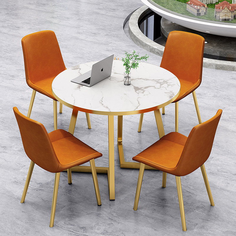 网红轻奢接待桌椅组合售楼处洽谈会客小圆桌简约办公会议桌4人餐