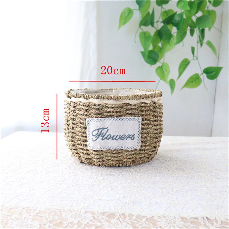 草编花盆藤编柳编手提花篮田园手工编织插花篮子S绿萝壁挂摆件装