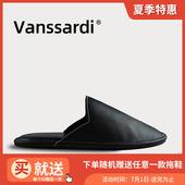 2021春秋新款 女士牛皮室内地板防滑防臭办公室男包头 真皮家居拖鞋