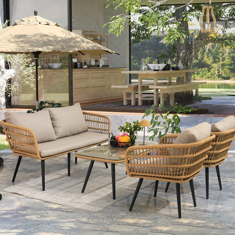 户外沙发庭院藤编沙发椅防水防晒民宿客厅酒店休闲家具茶桌椅组合,住宅家具,户外沙发,淘宝优惠券,粉丝福利购,淘宝优惠卷
