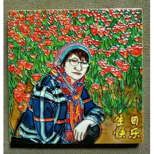 立体手纪绘瓷板画挂画 托高级定盘制结婚照念照家福UAB建筑都可全