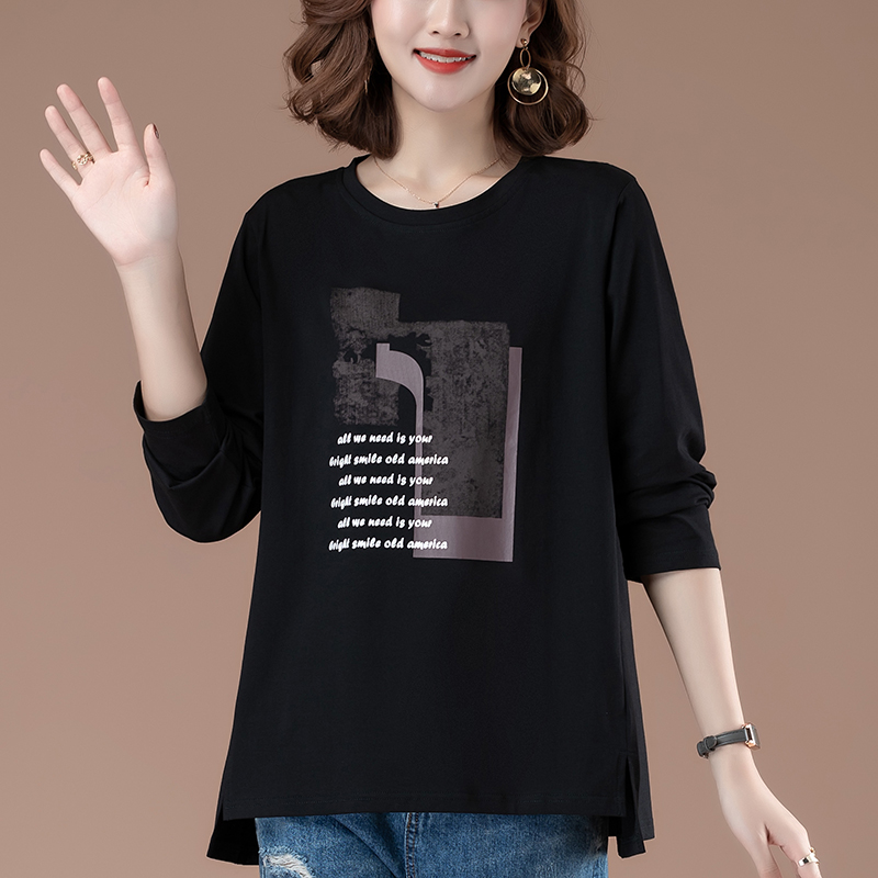 大码宽松薄款打底衫40岁妈妈秋装新款纯棉T恤女长袖中年女装上衣