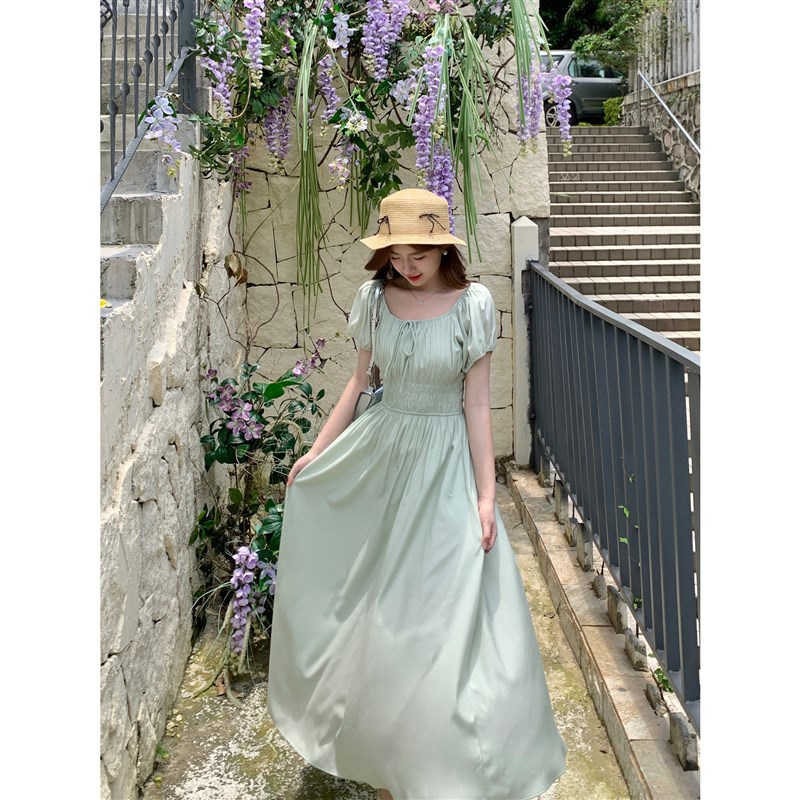 切糕自制温柔小个子夏季法式裙子减龄通勤长裙气质新款连衣裙女