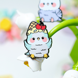 原创设计 玄凤牡丹和尚鹦鹉可爱小鸟胸针金属徽章别针PINSTINCT