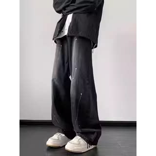 大码300斤美式复古设计感牛仔裤