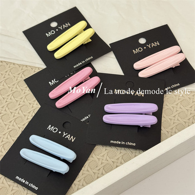 韩版多巴胺色系金属烤漆椭圆刘海夹碎发边夹网红前额发卡甜美对夹