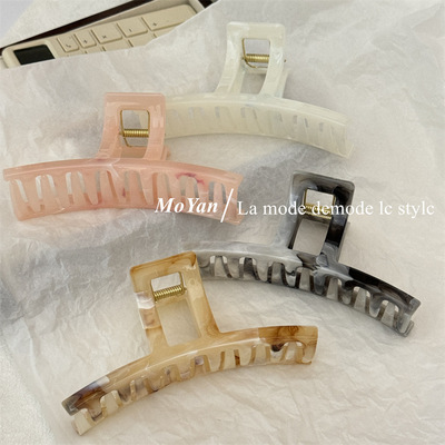 复古水墨色系抓夹2026新款发夹女高级感发卡后脑勺鲨鱼夹网红发抓