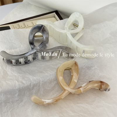 水墨色系波浪抓夹2026新款高级感发夹大号后脑勺发抓气质鲨鱼夹子