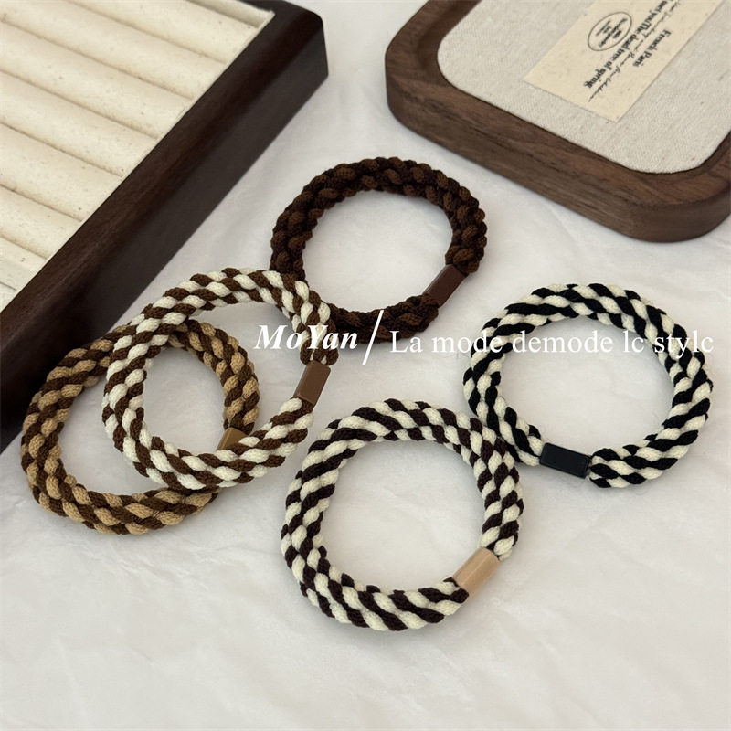 基础款深色系麻花发绳双拼色加粗头绳diy皮筋手绳扎头发两用皮套