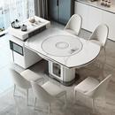 国家补贴岛台餐桌一体家用伸缩现代多功能方圆两用岩板餐桌椅组合