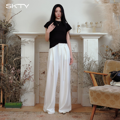 垂感高腰绑带西装裤女收腰显瘦