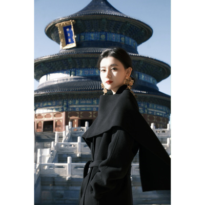 ZHISU｜知苏出片战袍围巾高级设计氛围感女羊毛外套双面羊绒大衣