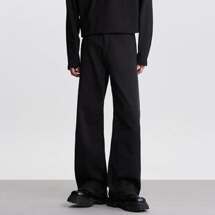 AGANONMEM高街垂感纯黑色牛仔裤男春通勤长裤子2025新款直筒百搭