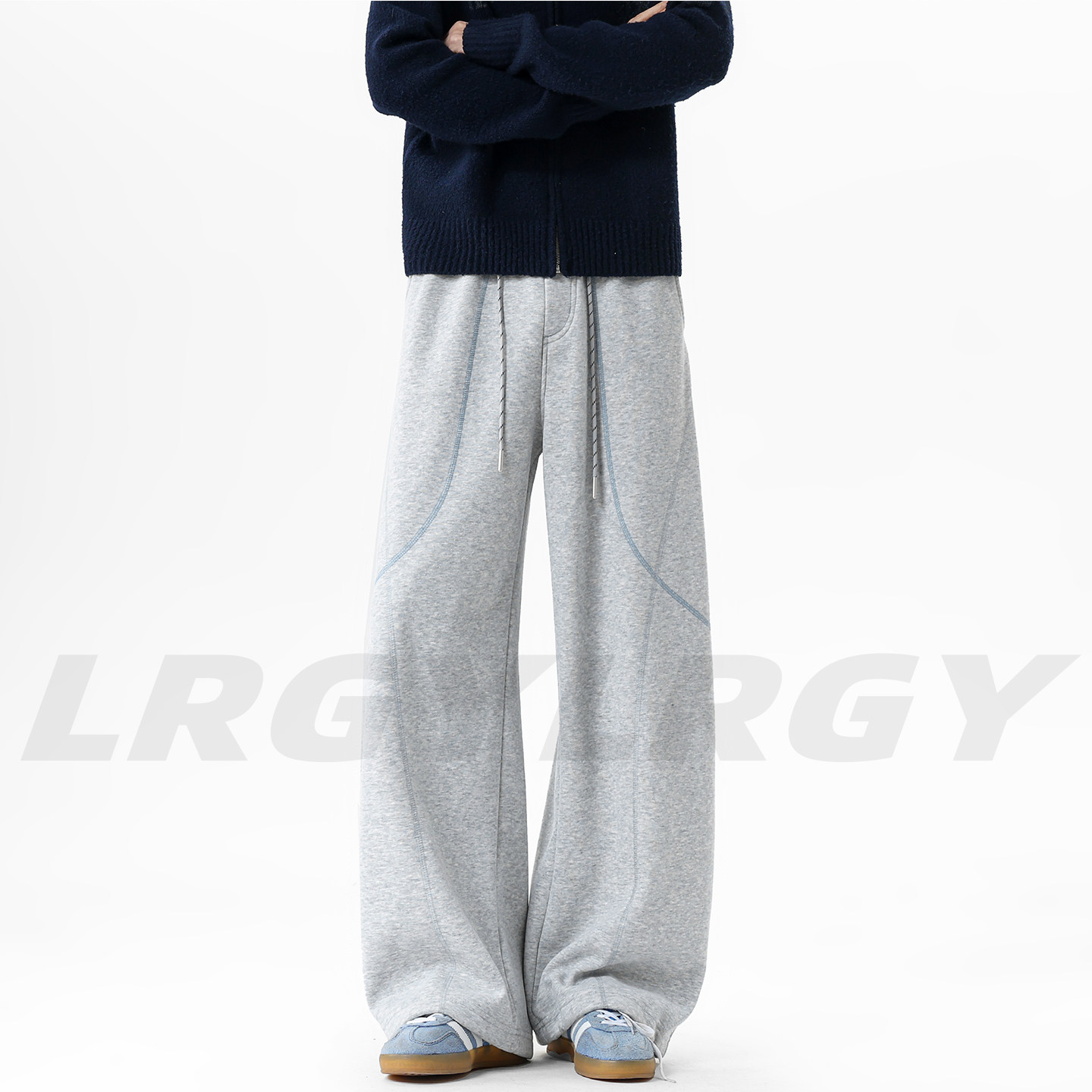 LRGY落日归野 哈苏线撞色复古运动风卫裤男宽松直筒休闲秋季长裤图片