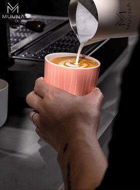 Muvna意大利咖啡拿铁艺术拿铁杯手绘彩色陶瓷直杯斯堪的纳维亚家