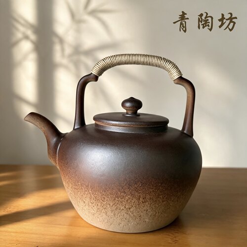 2L大吴经大容量粗陶提梁壶煮茶壶电陶炉煮茶器明火养生陶壶烧水壶