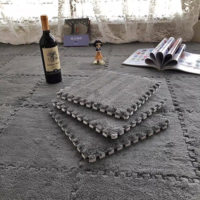 毛绒拼接泡沫地垫儿童爬爬垫爬行垫无味家用卧室榻榻米铺地板垫子