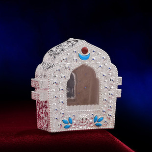 S990纯银日月款嘎乌盒吊坠藏式装藏小箱子小佛箱可装舍利嘎乌盒子